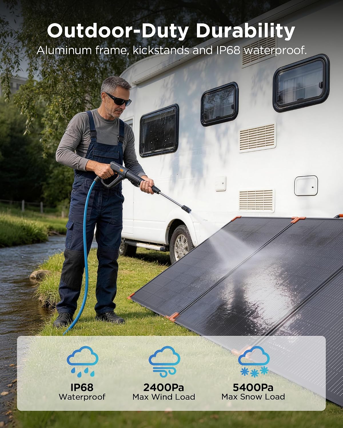 ZOUPW 350W Portable Solar Panel, N-Type 16BB 25% High Efficiency Foldable Solar Charger for Jackery/EcoFlow Delta/Anker Solix C1000/Bluetti,IP68 Waterproof OffGrid Power for RV Camping Power Backup