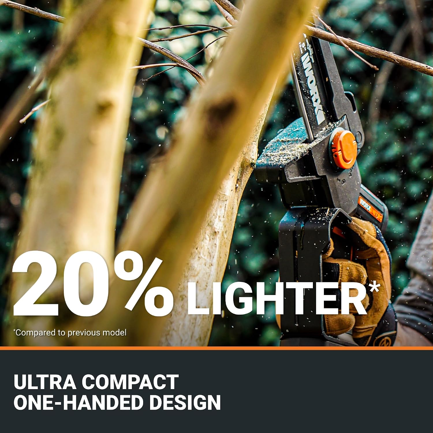 Worx Nitro 20V 5' Cordless Brushless Chainsaw 2.0 Ah Battery and Charger Included WG325