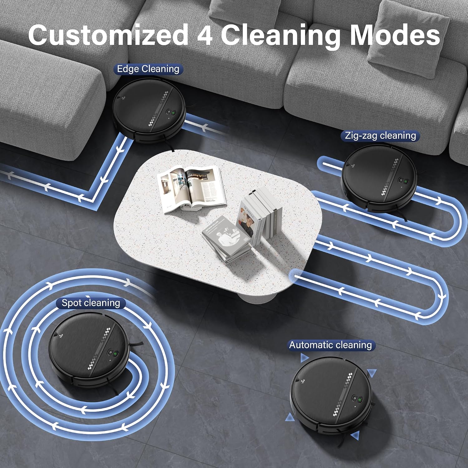 Robot Vacuum and Mop for Pet Hair, 2-in-1 Robot Vacuum Cleaner for Hard Floors&Carpets with 2.87'' Slim Design, Wi-Fi/App/Voice Control, 3D Obstacle Avoidance & Self-Charging