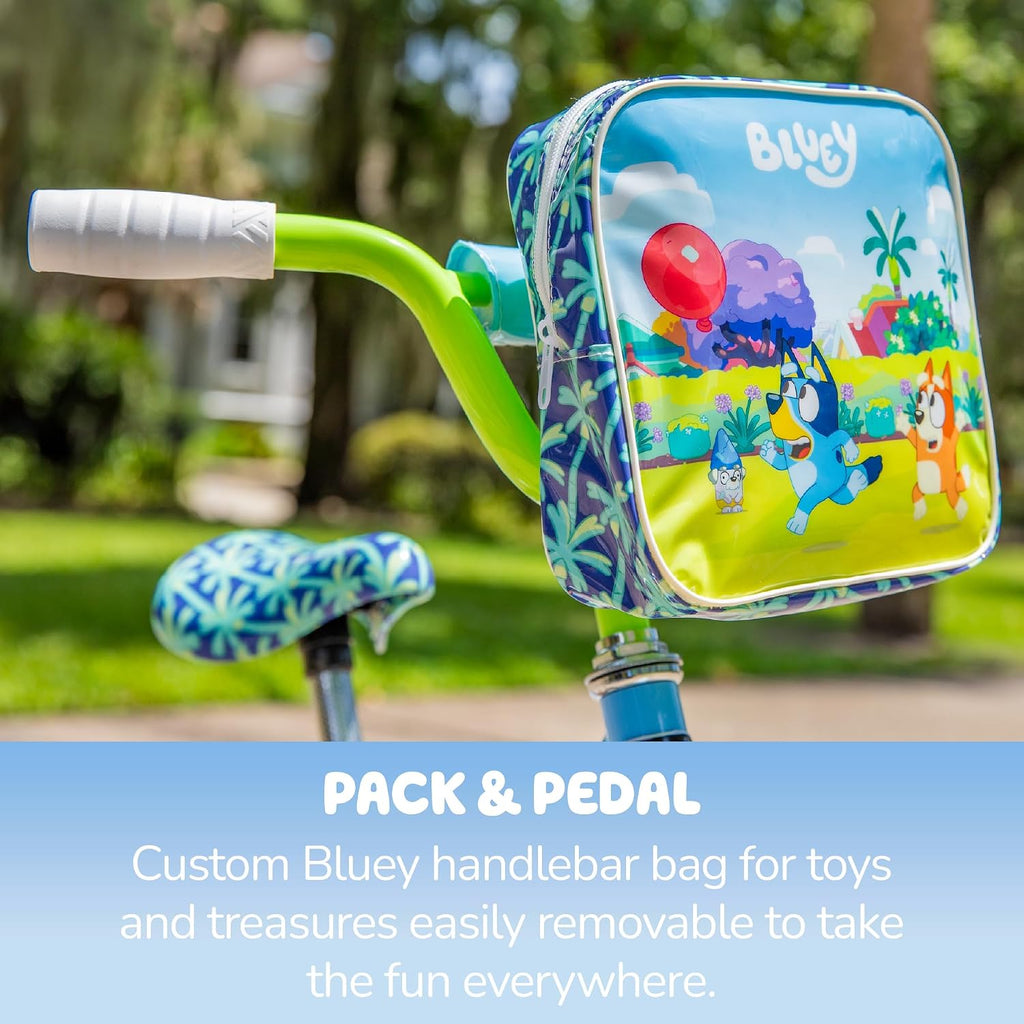 Bluey 12 Inch Kids Bike by Dynacraft for Boys and Girls with Training Wheels, Coaster Brake, Sturdy Frame, Easy Assembly, Fun Bluey Design, Beginner Toddler Bicycle