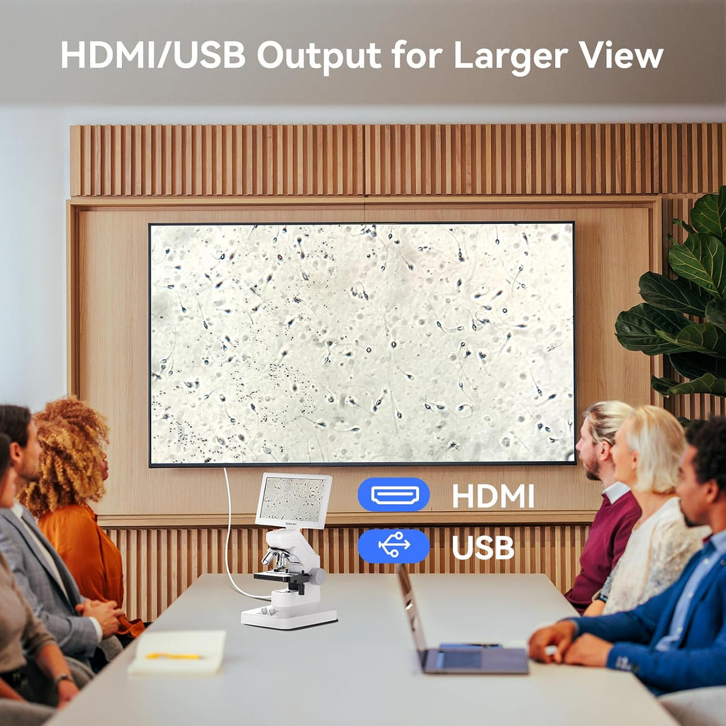 TOMLOV DM301 Max Microscope for Kids Students Adults with X-Y Stage, Digital Microscope Camera with 7' Screen, USB & HDMI Output, Wireless Biological Lab Scope for School Home Education with Slides