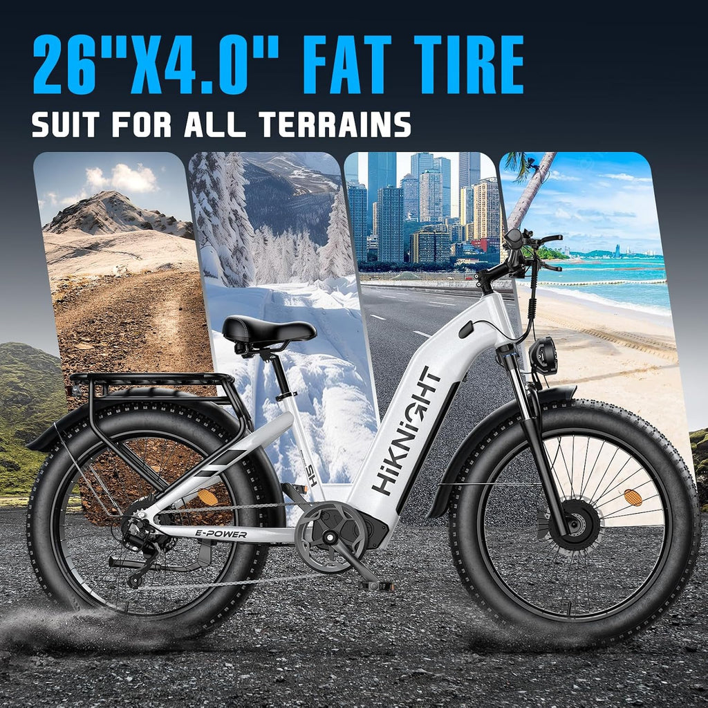 Dual Motor Electric Bike for Adults, 3000W Peak 52V 20AH Battery E Bike 26' x 4.0' Fat Tire Electric Mountain Bike Step-Thru Electric Bicycle for Women/Men, Up to 38MPH, Dual Hydraulic Brake