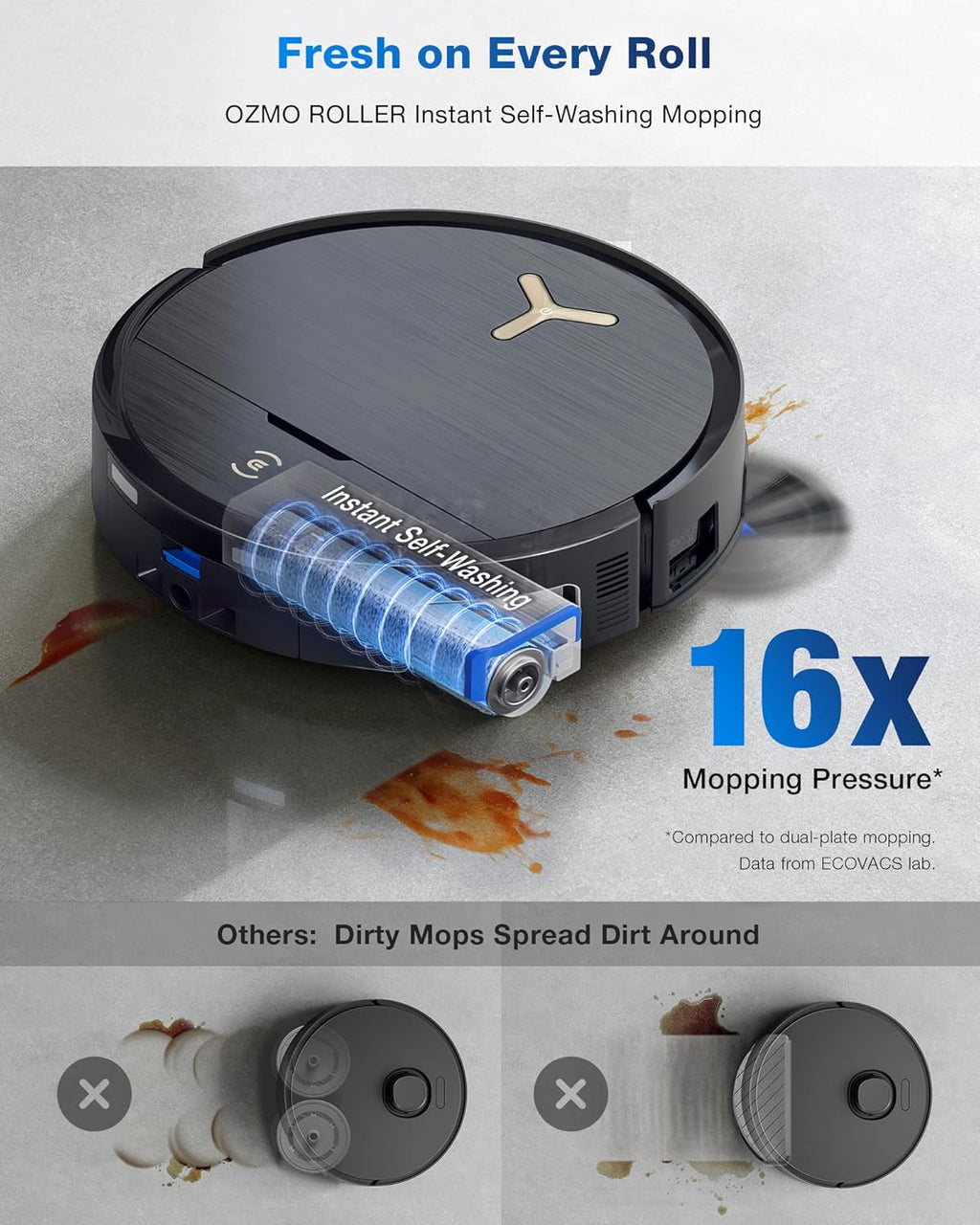 ECOVACS DEEBOT X9 PRO Omni Robot Vacuum and Mop, 16,600Pa Suction, OZMO Roller Self-Washing Mop, ZeroTangle 3.0, Triple Lift System, AI Navigation, Hands-Free Station