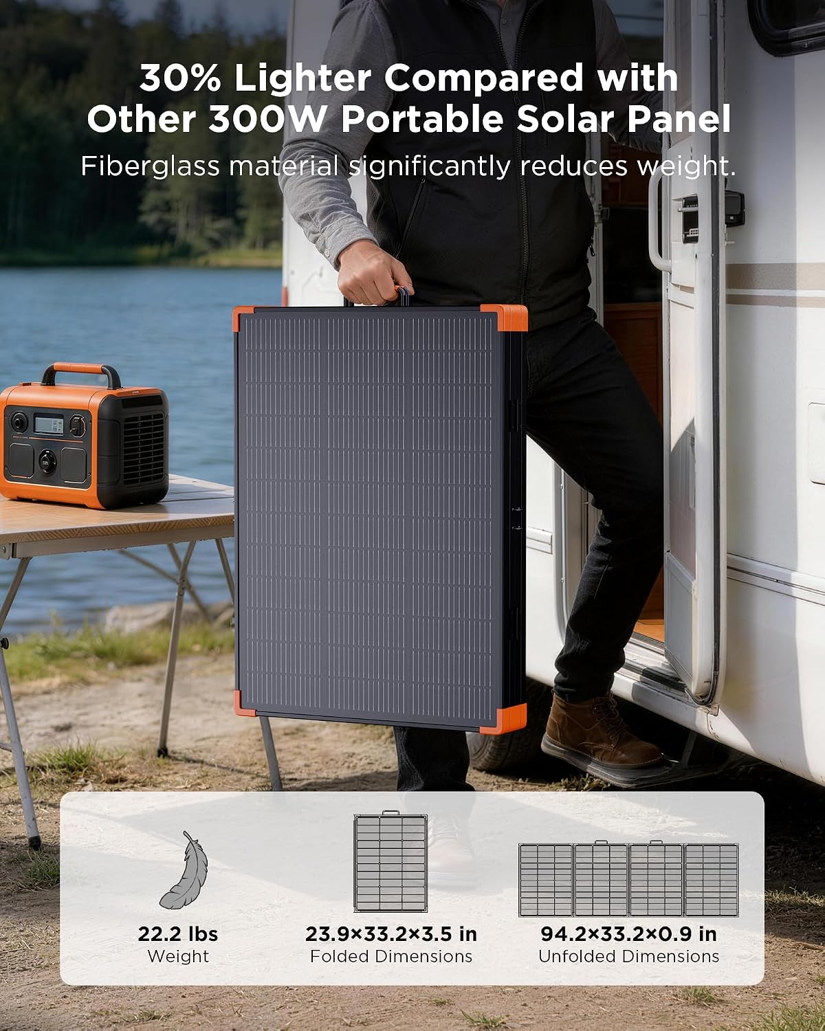 ZOUPW 350W Portable Solar Panel, N-Type 16BB 25% High Efficiency Foldable Solar Charger for Jackery/EcoFlow Delta/Anker Solix C1000/Bluetti,IP68 Waterproof OffGrid Power for RV Camping Power Backup
