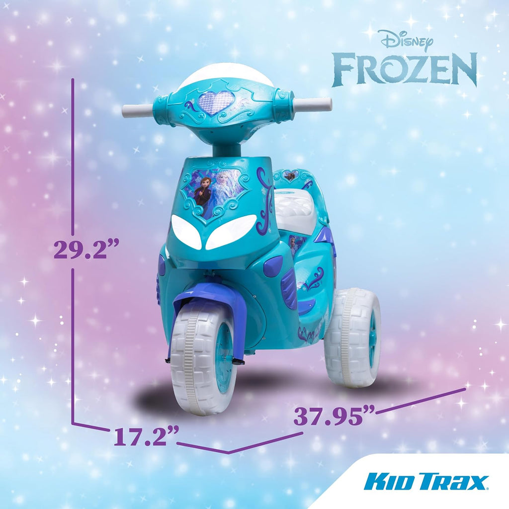 Kid Trax Disney Frozen Kids Scooter Ride On Toy, 6 Volt, Kids 3-5 Years Old, Max Weight 55 lbs, Single Rider, Battery and Charger Included, Blue