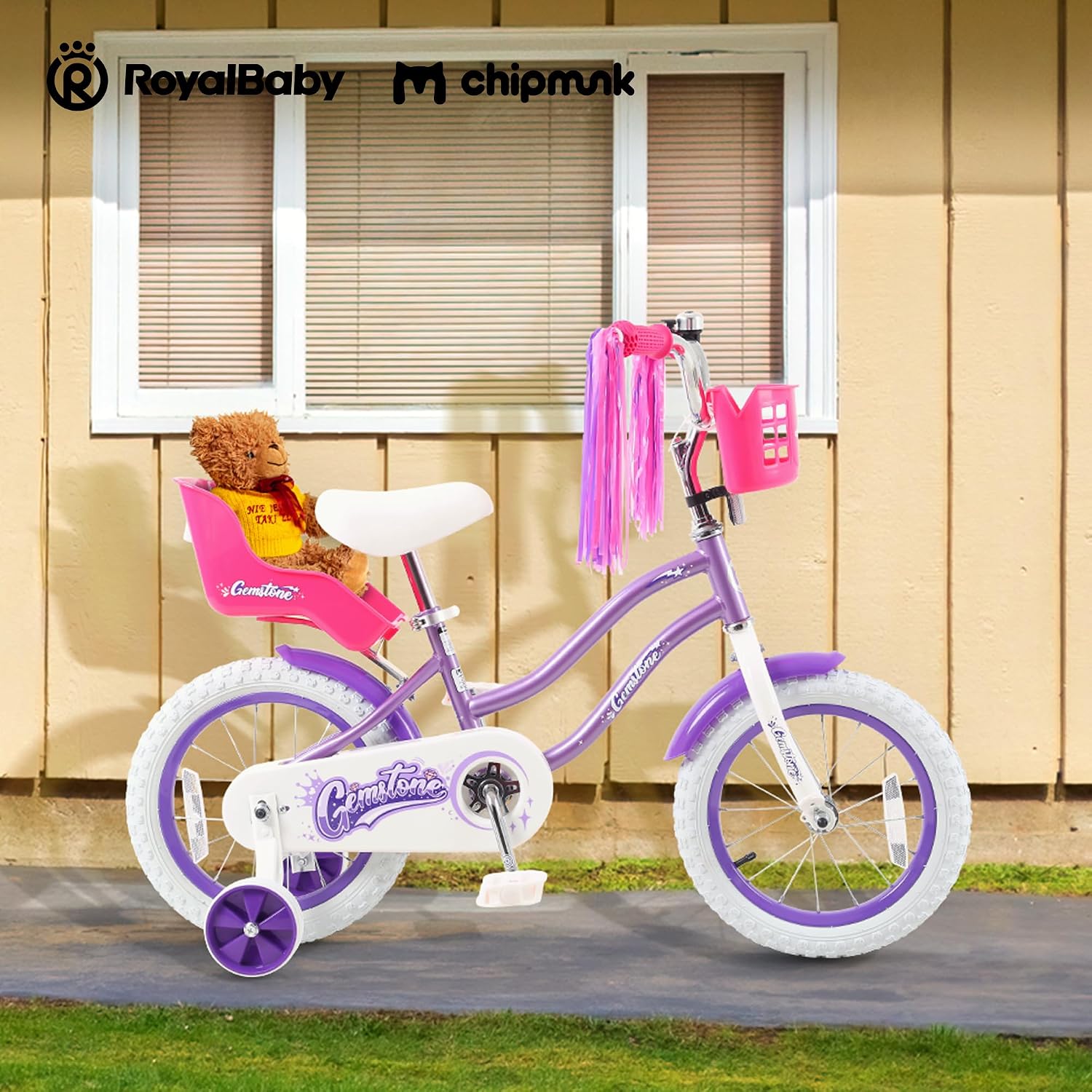 Chipmunk Kids Bike 12 14 16 18 Inch Bicycle with Training Wheels Beginners Boys Girls Ages 3-10 Years Multiple Colors