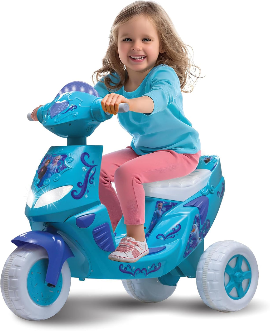 Kid Trax Disney Frozen Kids Scooter Ride On Toy, 6 Volt, Kids 3-5 Years Old, Max Weight 55 lbs, Single Rider, Battery and Charger Included, Blue