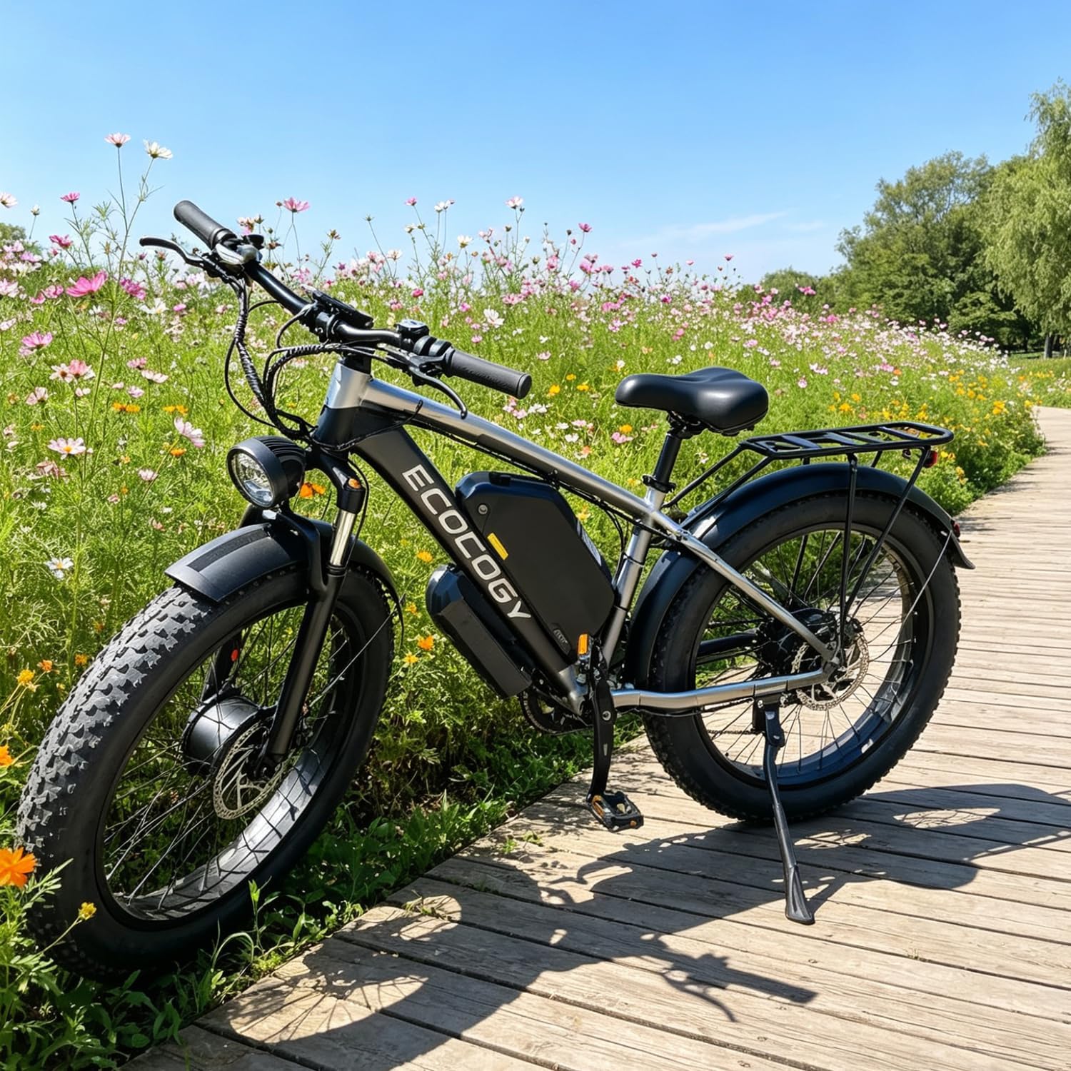 Dual Motor Electric Bikes for Adults, 6000W Peak Ebike, 52V 32Ah, Max 40-45 M P H &100 Miles E-Bike, Hydraulic Disc Brake, 26' Fat Tire Off Road Snow Mountain E-Bikes, 7-Speed Pedal Assist