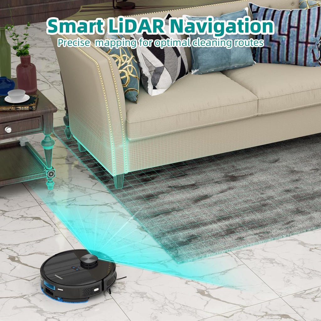 Robot Vacuum Cleaner with Mop Self Emptying;「70 Days* Hands-Free 」2.5L Self Emptying Station,Lidar Navigation WiFi/App/Alexa,Carpet Boost,4in1Robotic for Pet Hair Hard,Floor,Carpet