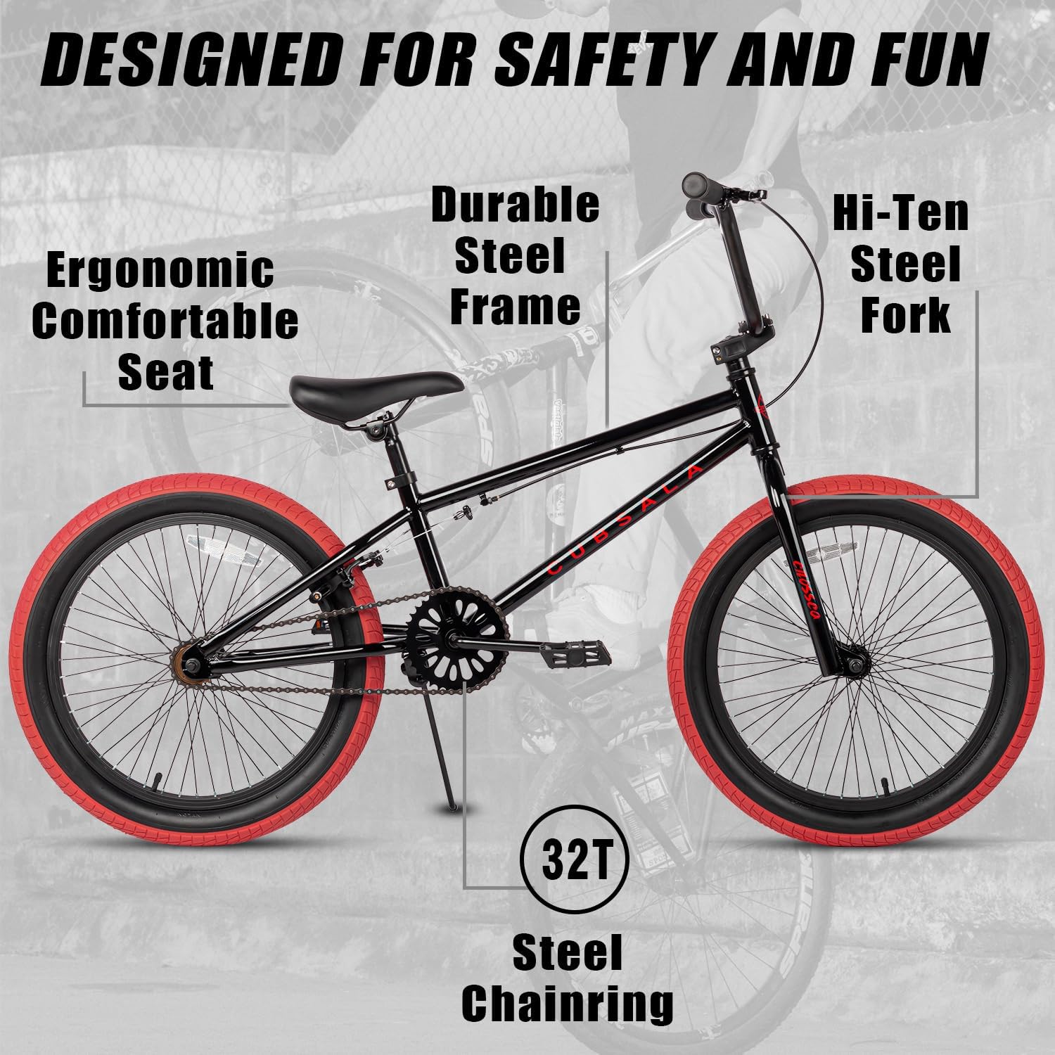 cubsala Freestyle BMX Bike, 18 20 Inch Kids Bicycle for 5-13 Years Old Kids and Beginner Level Rider, Multiple Colors