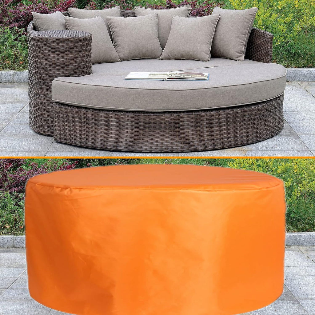 YSUEFIJO Patio Furniture Cover Orange 102x39in Garden Furniture Covers Waterproof Round Table Cover 420D Oxford Fabric Anti-UV Tear-Resistant Easy to Clean for Sofa Dining Table and Chairs
