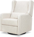 Carter's by Davinci Arlo Recliner and Swivel Glider in Performance Charcoal Double Stripe Linen, Water Repellent, Greenguard Gold & CertiPUR-US Certified Charcoal Double Stripe