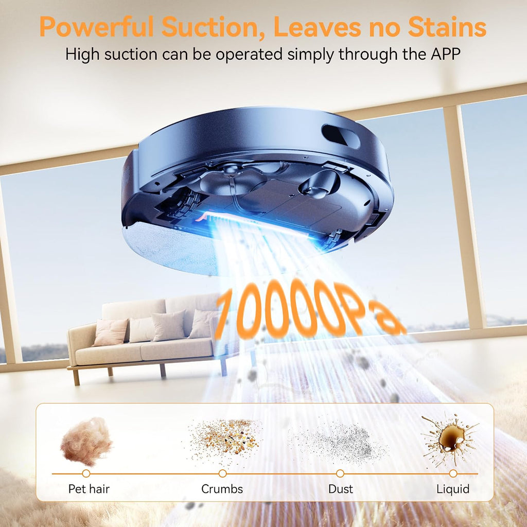 ZCWA Robot Vacuum and Mop Combo, 2 in 1 Mopping Robotic Vacuum with WiFi/App, Robotic Vacuum Cleaner, Schedule Settings, Self-Charging, Ideal for Hard Floor, Pet Hair and Low Pile Carpet