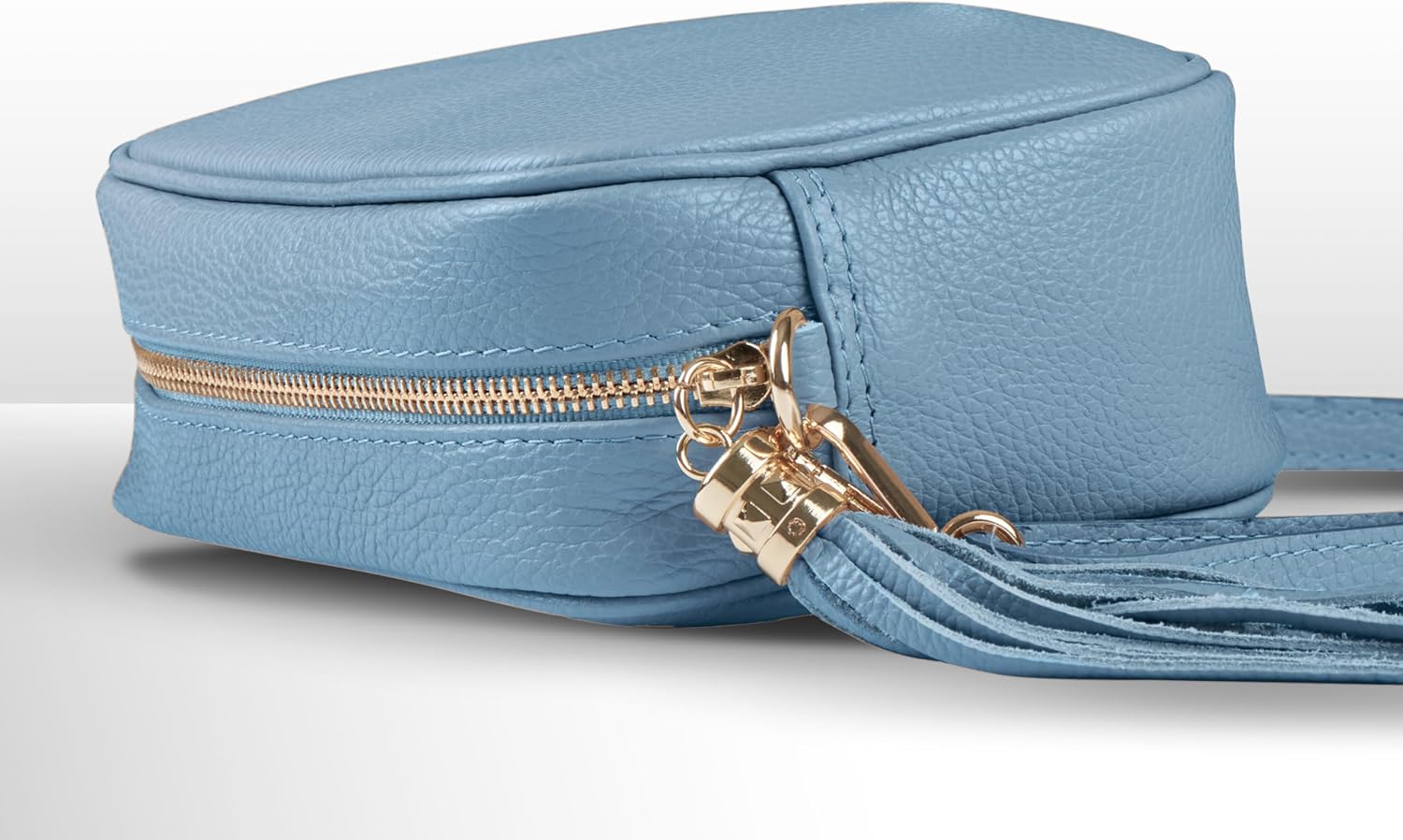 Italian Calf Leather Crossbody Bag for Women with Tassel Zipper | Small Camera Purse Shoulder Handbag Pocketbook