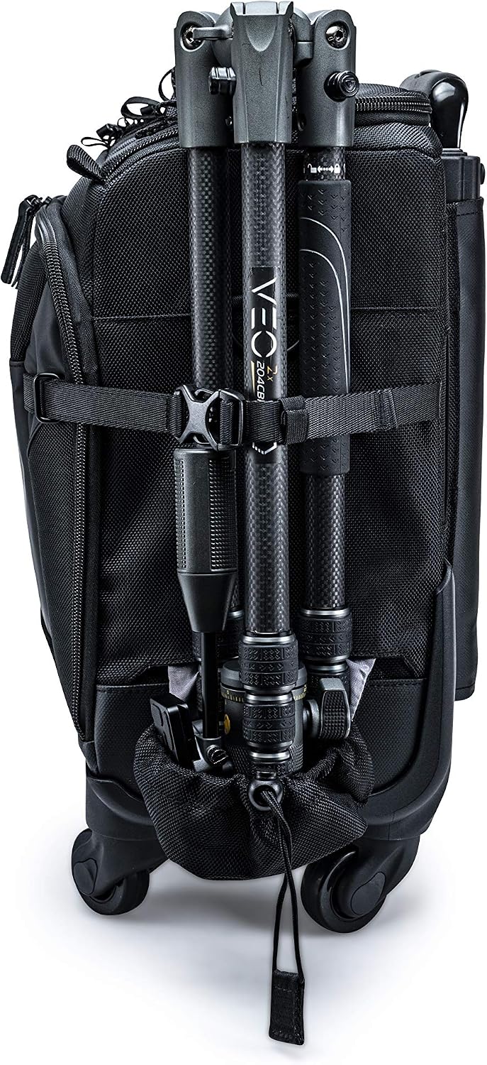 VANGUARD VEO SELECT 42T Trolley Camera Bag – Black, Airline Carry-On, Rolling Case, 15' Laptop Storage, Tripod Carry