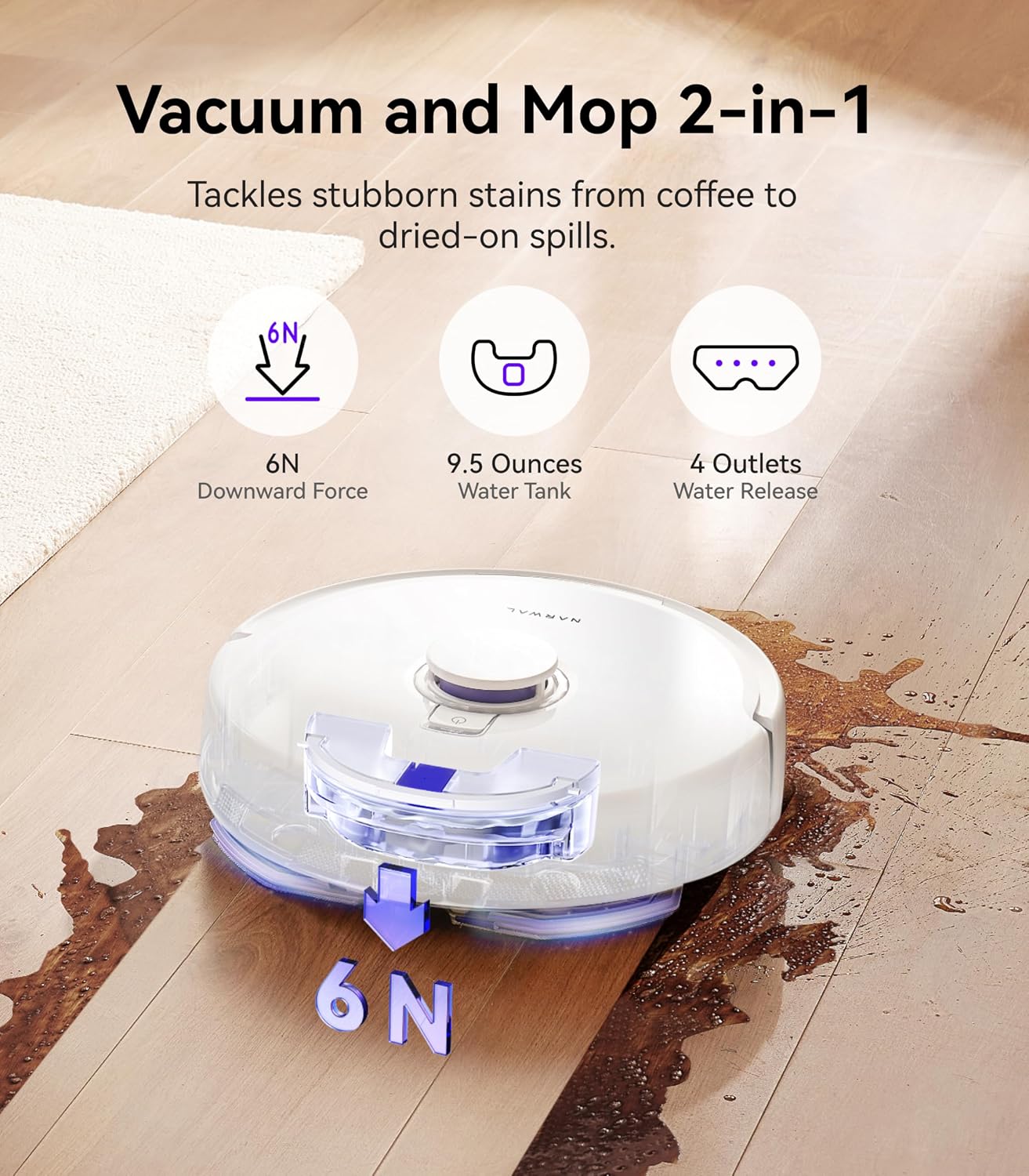 Narwal Freo X Plus Robot Vacuum and Mop, 7-Week Dust Storage, Zero Tangles, 7800Pa Suction, Mopping, Tri-Laser Obstacle Avoidance, LiDAR Navigation, Multi-Floor Mapping, Alexa Control (Renewed)