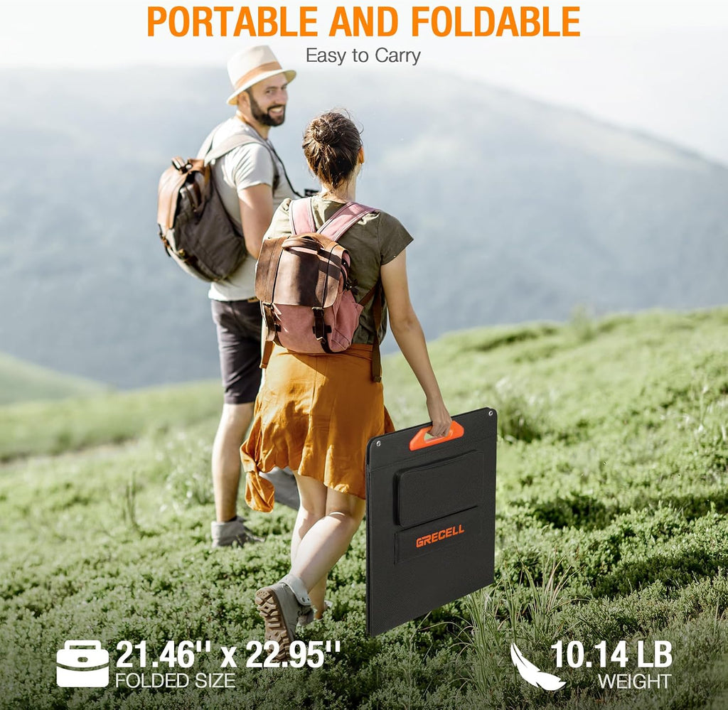 200W Portable Solar Panel for Power Station Generator, 12V/24V Flexible Foldable Solar Panel Kit Lightweight High-Efficiency Solar Charger Power Backup for Outdoor Van Camper Boat Caravan Off-Grid