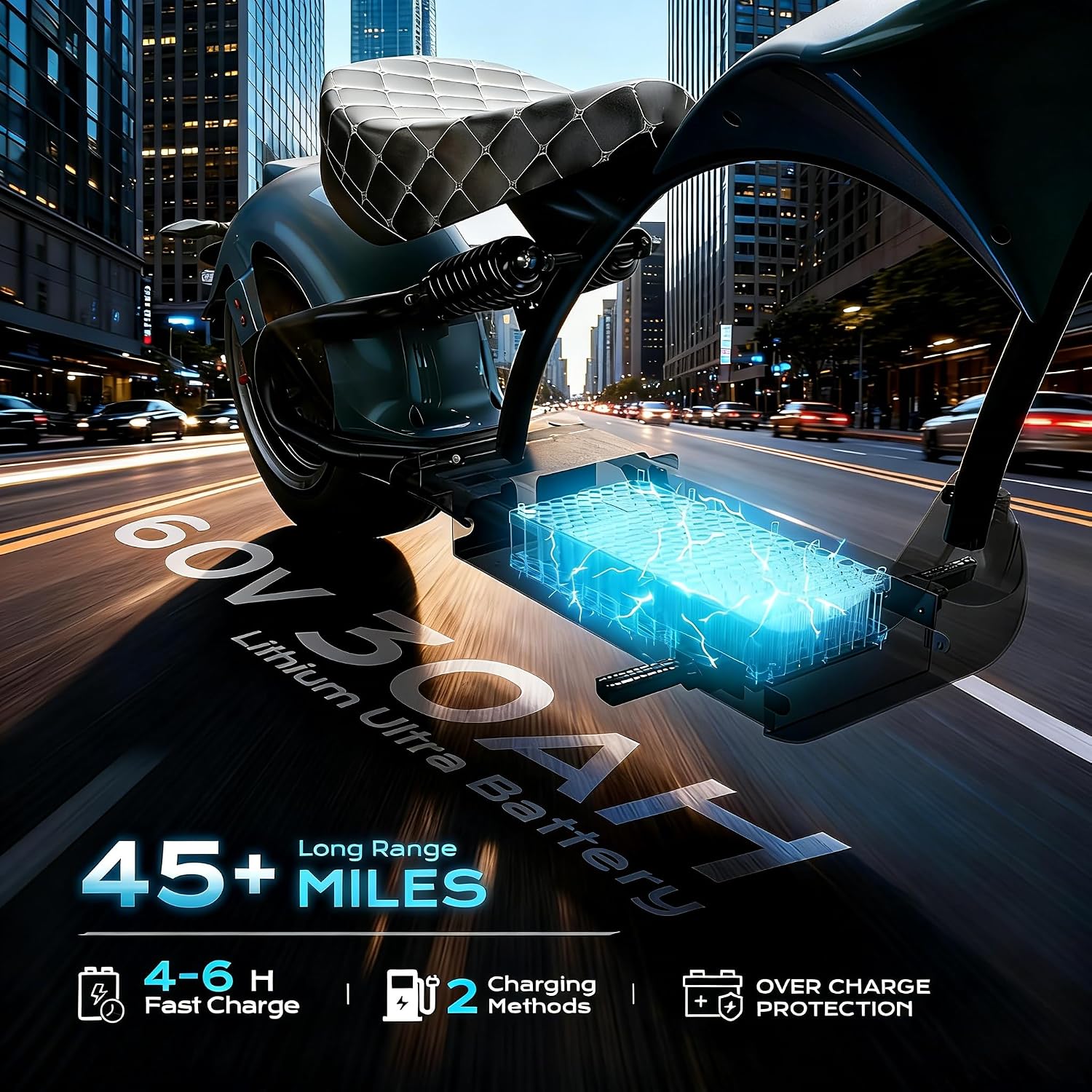 eAhora M1P 2000W Electric Motorcycle for Adults,37MPH 60V 30Ah Large Battery 40 Miles Range,Dual Hydraulic Brakes Full Suspension,Street Legal Electric Motorcycle for Commuting