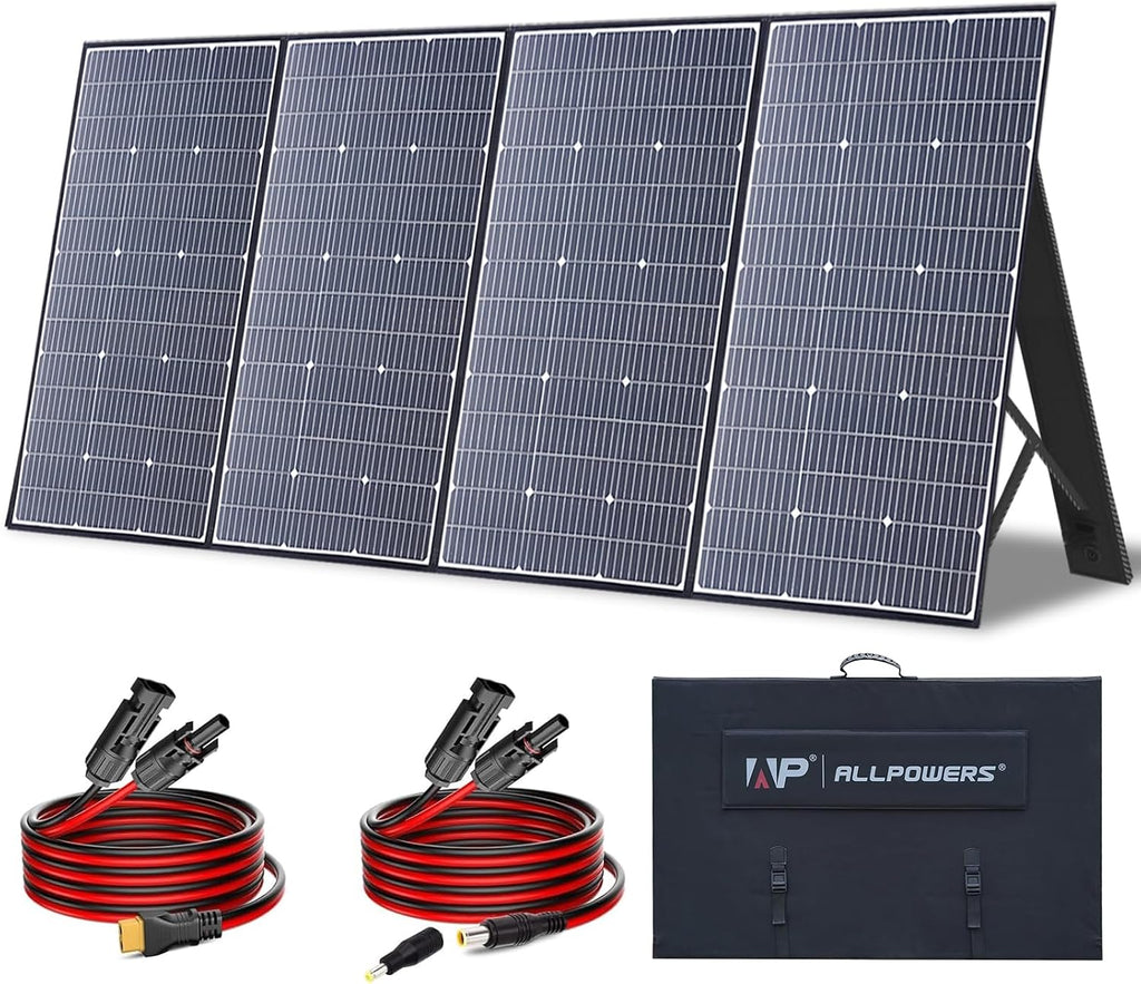 ALLPOWERS SP037 400 watt Solar Panel Foldable Portable Solar Charger with 25% High Efficiency Monocrystalline Cells, 400w Solar Panel IP67 Waterproof for RV Camping Motorhome Off-Grid Power Backup