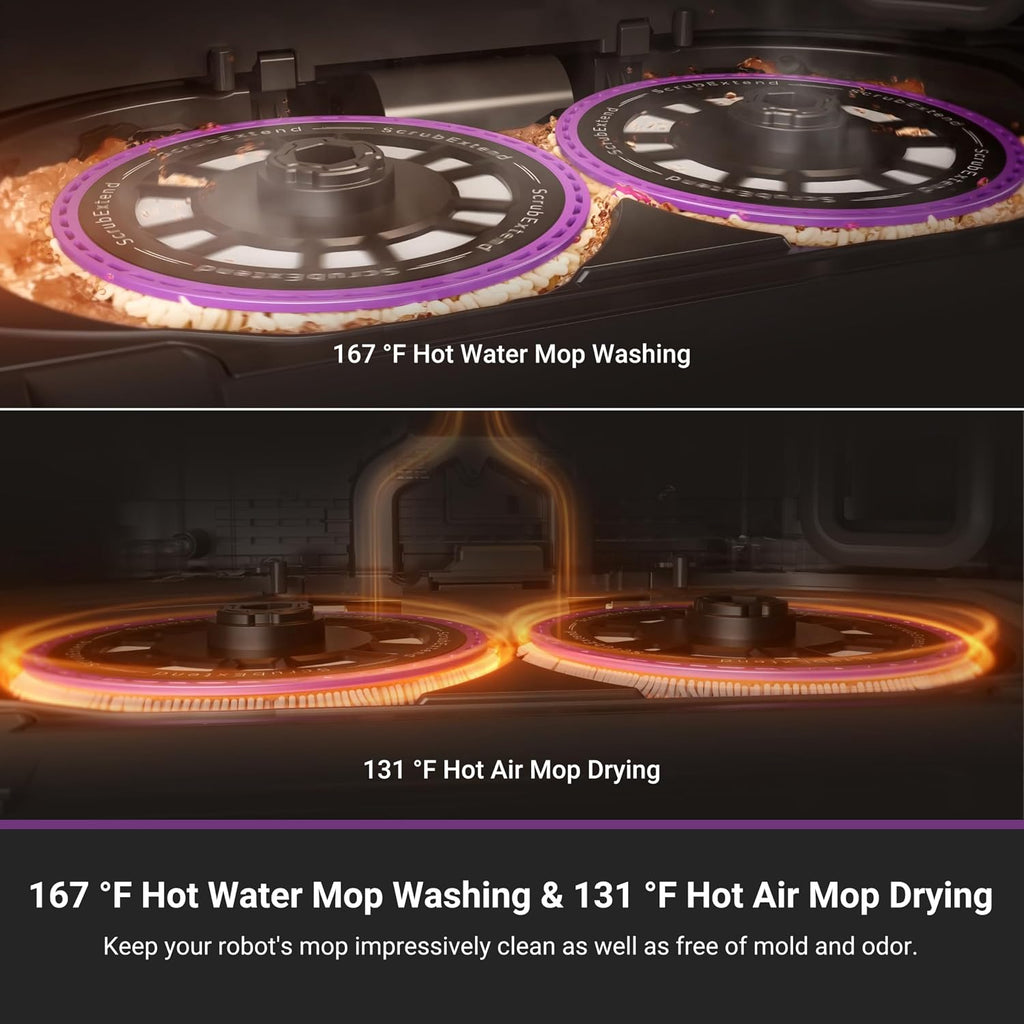 Eureka J15 Ultra Self Emptying Robot Vacuum, 19,000 Pa Suction, Flex-Arm Mop Design, 167℉ Hot Water Washing & 131°F Air Drying, AI Obstacle Avoidance, Black