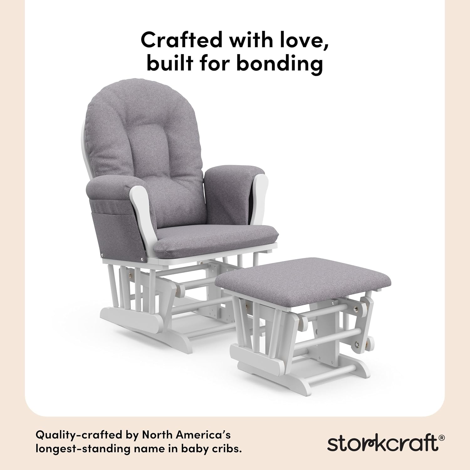 Storkcraft Premium Hoop Glider & Ottoman (Espresso/Gray Swirl) — GREENGUARD Gold Certified Nursery Glider, Solid Wood Craftsmanship, Smooth-Gliding Nursery Chair and Ottoman, Award-Winning