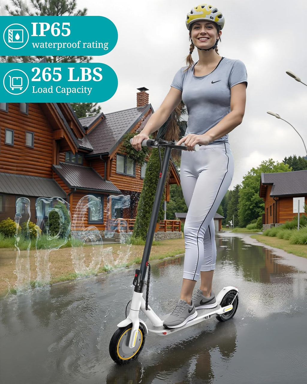 Qlaway Electric Scooter for Adults, 350W/500W Motor, 16-22 Miles Range, 8.5'/10' Solid Tires, Dual Braking & Suspension, Folding Portable Commuting E-Scooter with App