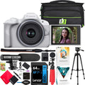 Canon EOS R50 Mirrorless Camera (White) with RF-S 18-45mm F4.5-6.3 is STM Lens 5812C012 Bundle with Deco Gear Photography Bag + Microphone + Tripod + Software & Accessories Kit