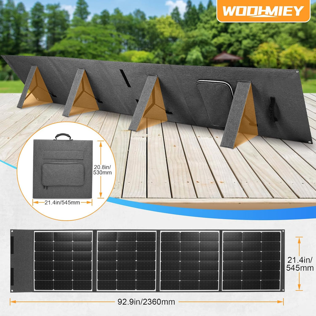200W Portable Foldable Solar Panel Kit,High-Efficiency Flexible Solar Charger with 24% Conversion Rate,with Stand & Controller, Controller for Camping, Charing Panel, Hiking (200W)