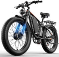 Updated Electric Bike for Adults 5000W Peak Dual Motor Ebike, 52V 32Ah Battery, 45MPH 26' Fat Tire Electric Bicycle, 6 Riding Modes, Full Suspension Electric Mountain Bike for Off Road Snow Sand