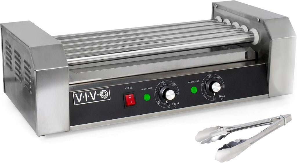 VIVO Electric 12 Hot Dog 5 Roller Grill Cooker Warmer, Stainless Steel, Commercial and Household 700W Machine, HOTDG-V005