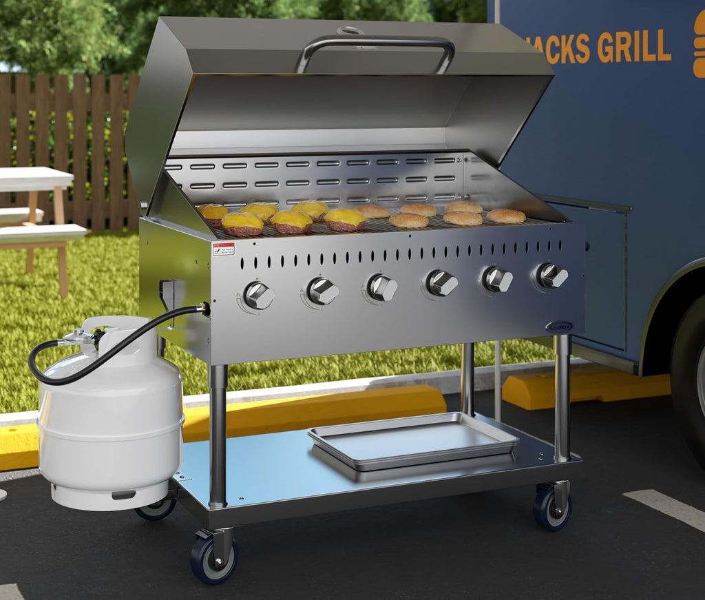 48 in. Commercial Outdoor Propane Gas Grill with Roll Dome Cover, ETL Listed in Stainless-Steel (CGKIT4-48D)