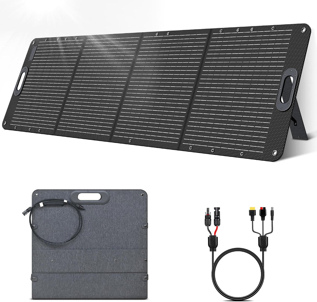200W Portable Solar Panel, ETFE Foldable Solar Panel Charger with Adjustable Kickstand,23.7% High Efficiency,IP65 Waterproof, for Power Station Outdoor Camping RV Emergency Power Supply
