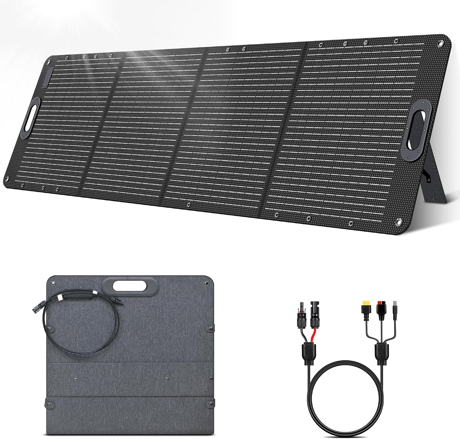 200W Portable Solar Panel, ETFE Foldable Solar Panel Charger with Adjustable Kickstand,23.7% High Efficiency,IP65 Waterproof, for Power Station Outdoor Camping RV Emergency Power Supply