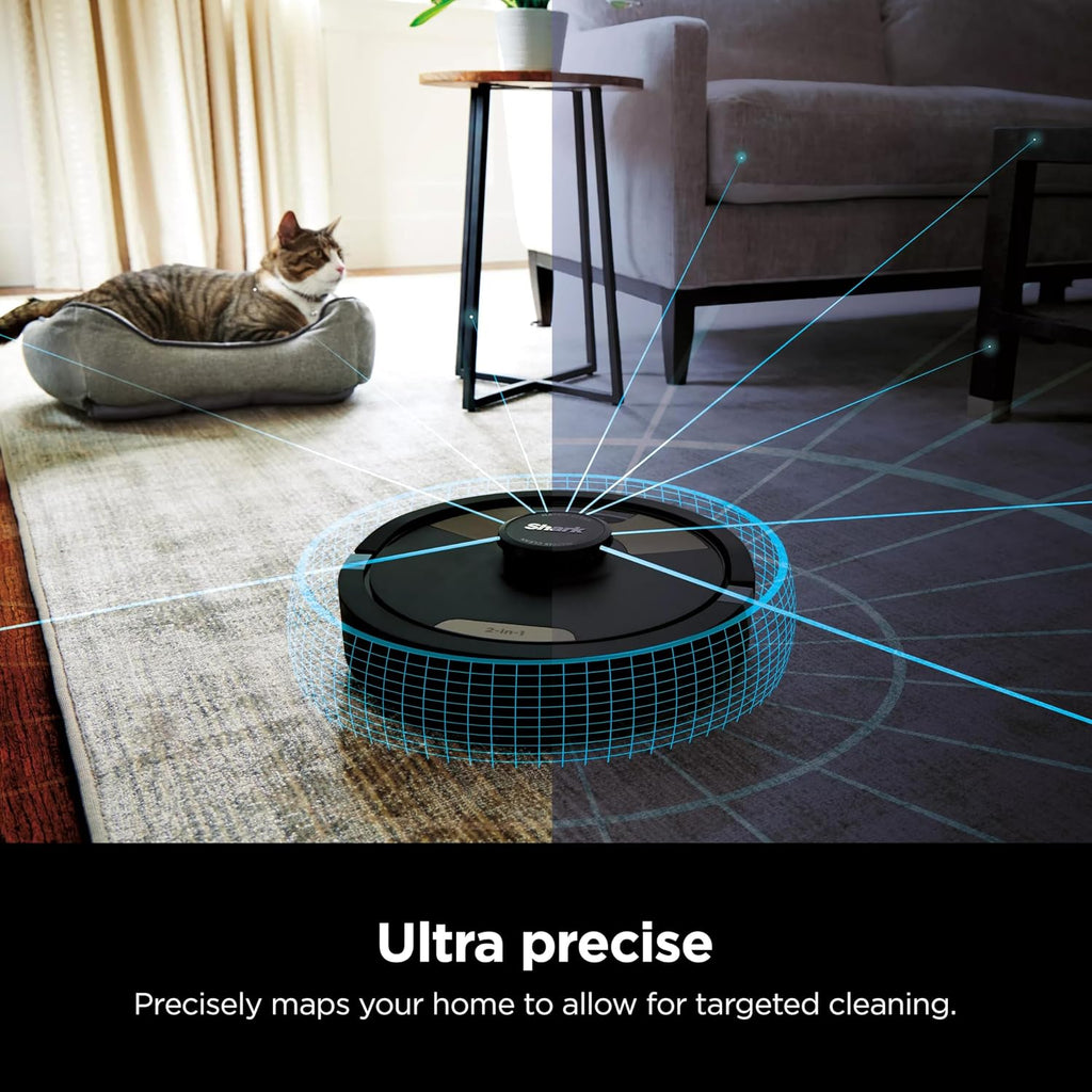 Shark AI Ultra 2-in-1 Robot Vacuum & Mop with Sonic Mopping, Matrix Clean, Home Mapping, HEPA Bagless Self Empty Base and 2 Microfiber Mopping Pads (Renewed), Black/Gold