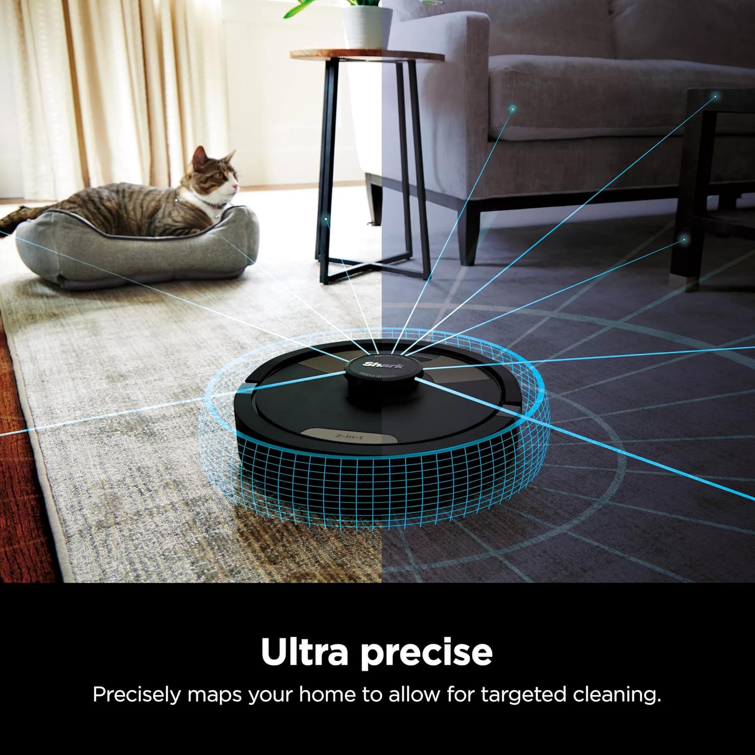 Shark AI Ultra 2-in-1 Robot Vacuum & Mop with Sonic Mopping, Matrix Clean, Home Mapping, HEPA Bagless Self Empty Base and 2 Microfiber Mopping Pads (Renewed), Black/Gold