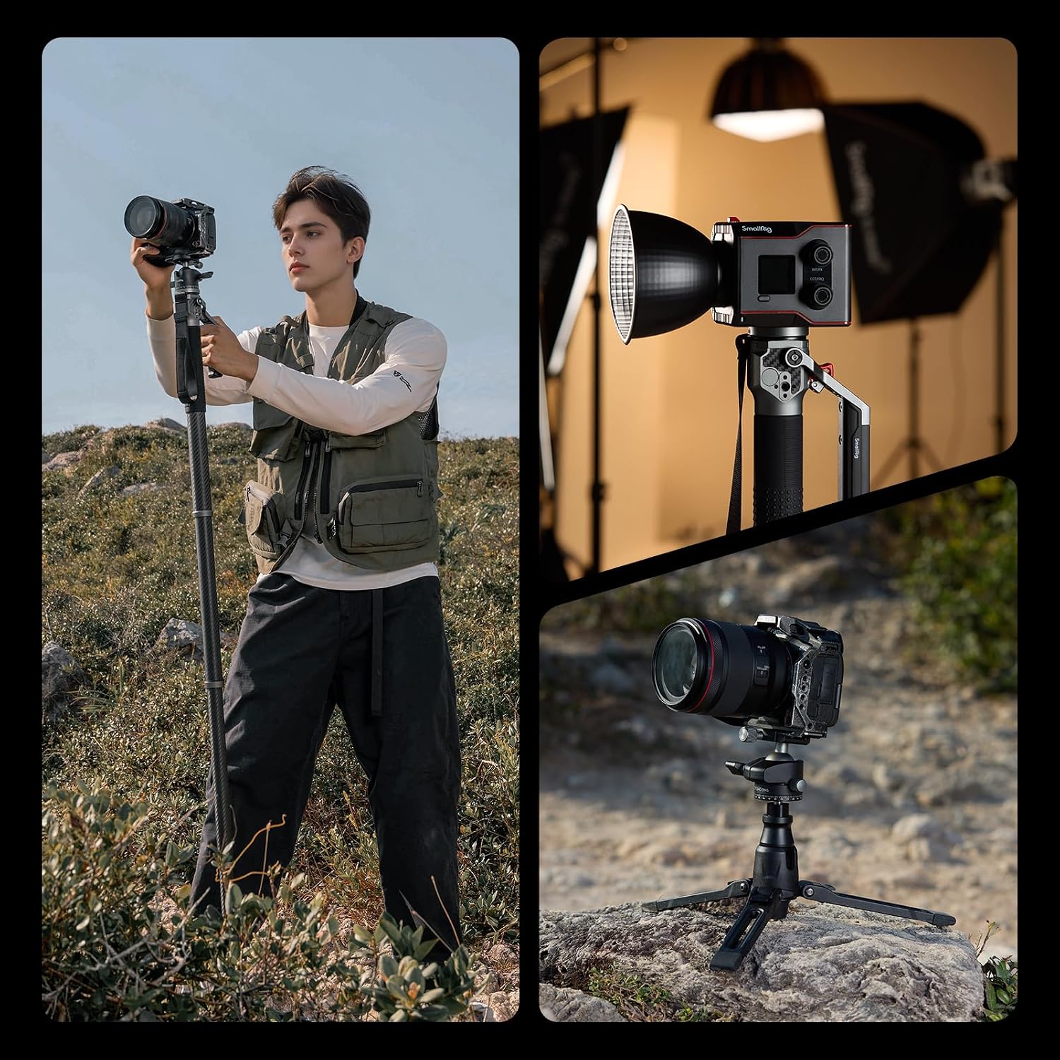 SmallRig 166.5cm / 65.6' Carbon Fiber Monopod for Camera, Compact Camera Monopod with One-Touch Height Adjustment, Max. 5kg Playload Ball Head, Storage Size of 68cm / 26.8', Weighs 1.72kg / 3.8lb