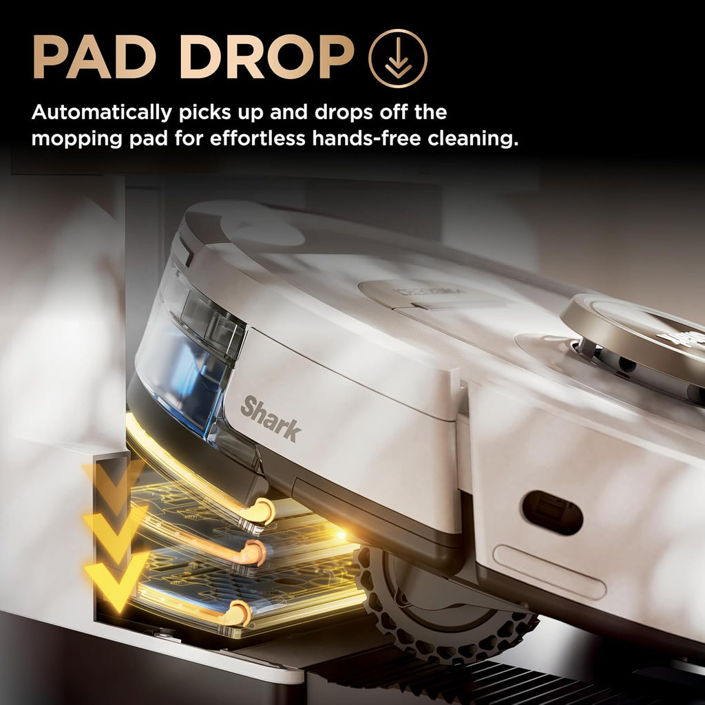 Shark Robot Vacuum & Mop Combo, PowerDetect NeverTouch Pro, Self-Emptying, Self-Refill with Self-Clean Pad Wash & Dry, 60-Day Debris Capacity, 30-Day Refill Tank, 5 Technologies, White, AV2810ZEWH