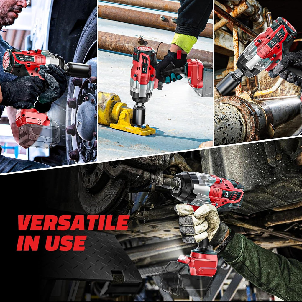 Cerycose Cordless Impact Wrench 1/2 inch Compatible with Milwaukee 18V Battery: 1700FT-LBS High Torque Impact Wrench with 6 Sockets & Case, Brushless Electric Impact Gun with LED Work Light, Bare Tool