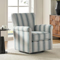 HULALA HOME Floral Fabric Swivel Rocking Chair, Swivel Rocker with Removable Backrest & Shakeable and Turntable Metal Base, Modern Single Sofa Chair for Living Room Nursery, Blue