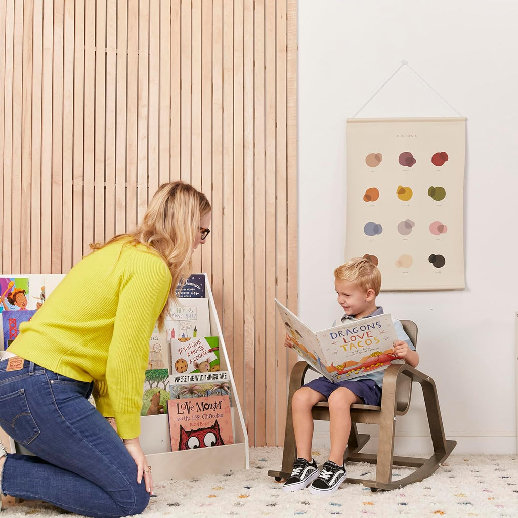 ECR4Kids Bentwood Reading Rocking Chair with Armrests, Montessori Furniture, Grey Wash