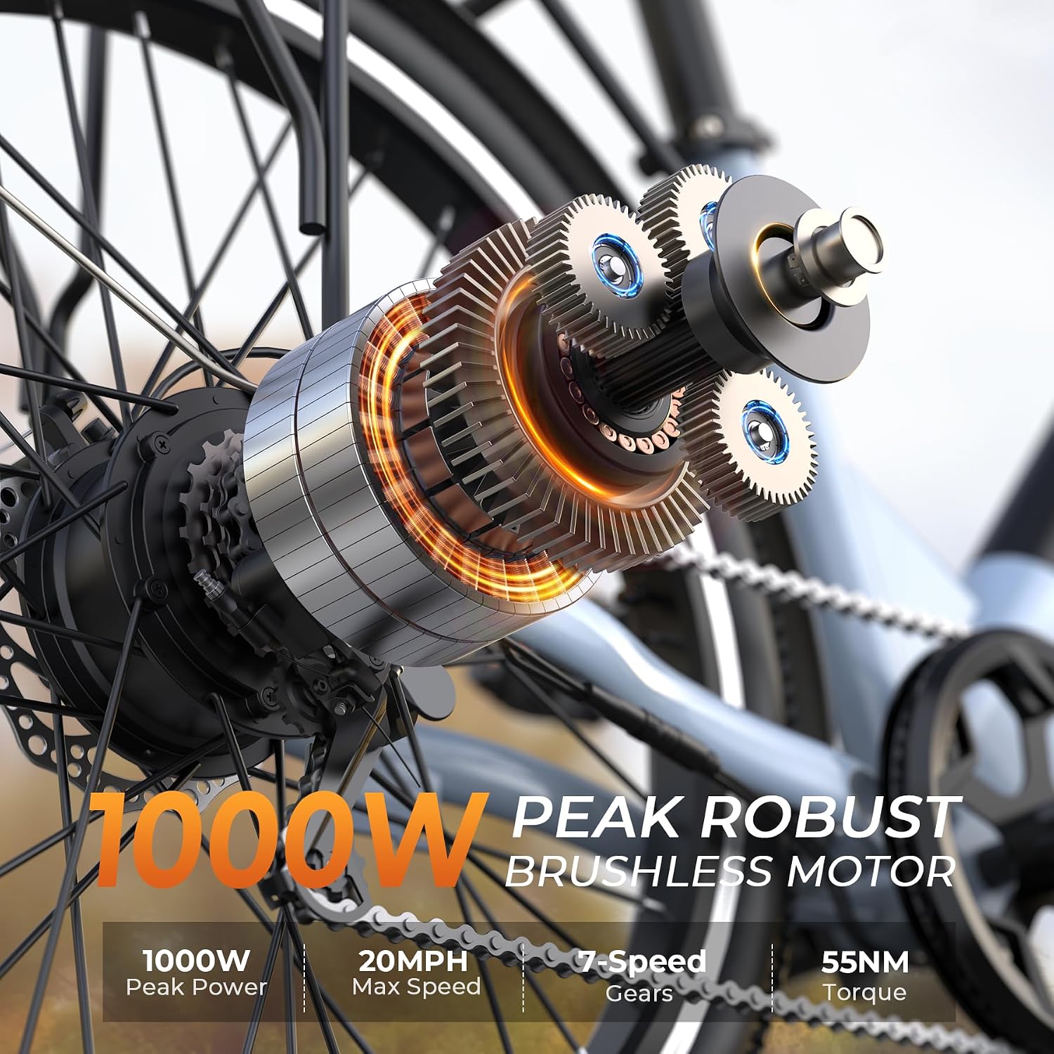 Electric Bike for Adults,26' Step-Thru EBike with 1000W Peak Motor,50 Miles 20MPH Adult Electric Bicycles with 48V Internal Removable Battery, Adjustable Stem,7 Speed,UL 2849 Certified