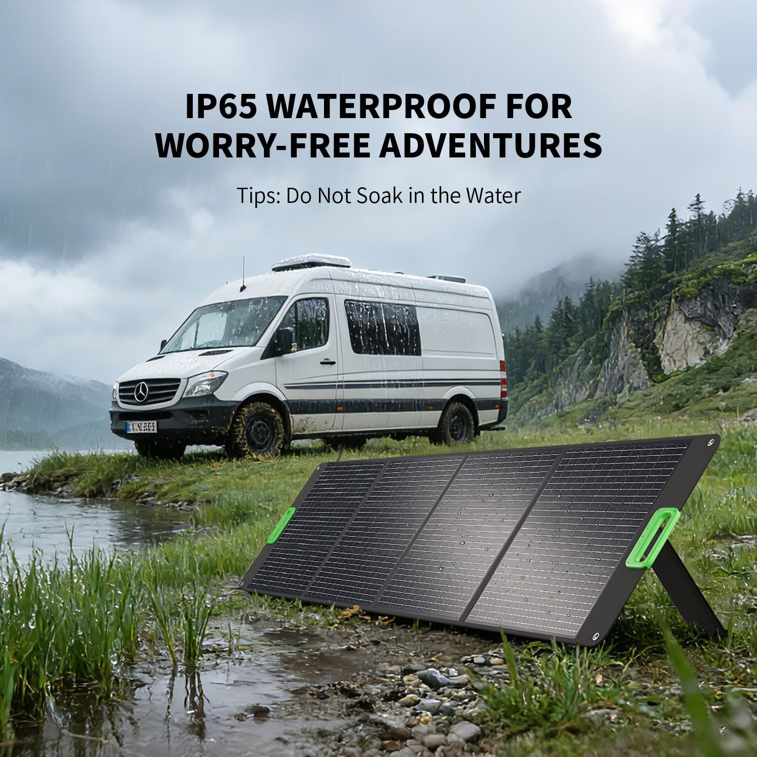 200W Portable Solar Panel for Power Station, 23.5% High Efficiency ETFE Foldable Solar Charger with 4 Kickstands, IP65 Waterproof MC4 Output for Outdoor Camping, RV, Blackout