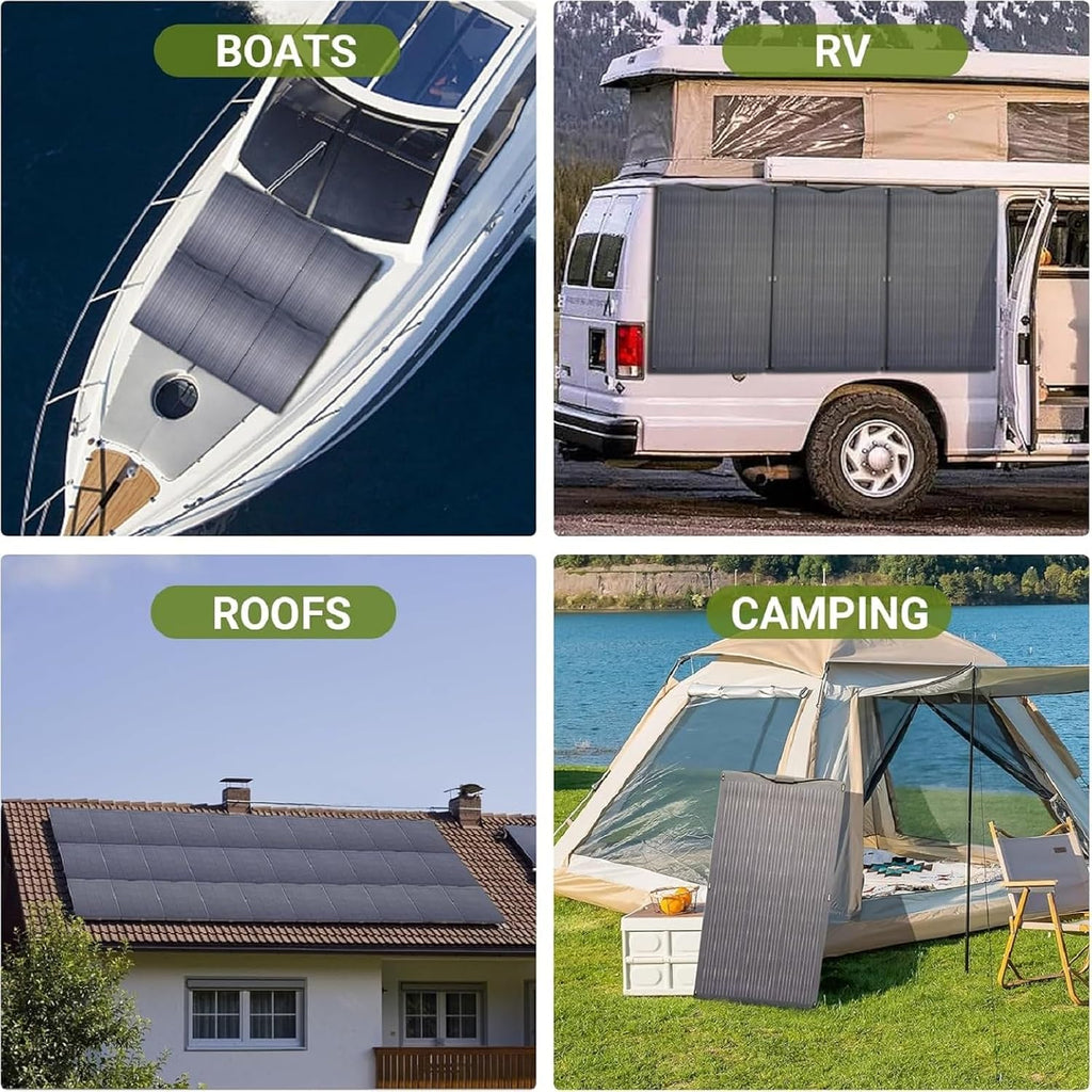ALLPOWERS SF100 100W Flexible Solar Panel Ultra Thin 3mm Bendable Monocrystalline Solar Charger with 25% Efficiency IP68 Waterproof for RV Roof Van Marine Boat Camping