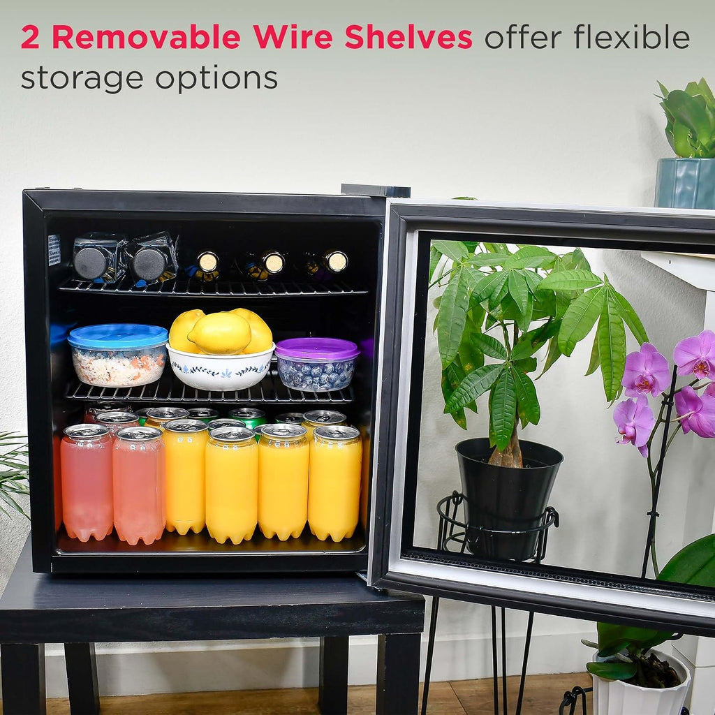 Frigidaire 70 Can Beverage Cooler, 1.6 cu ft, Glass Door, Black Sides