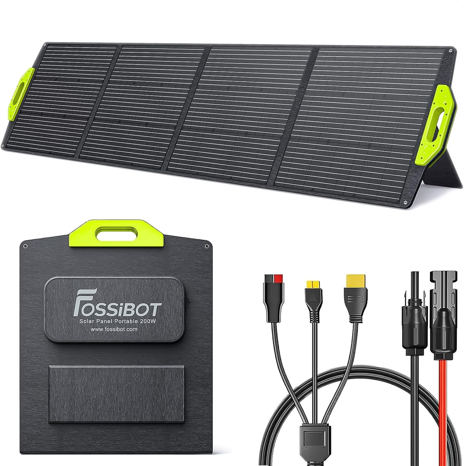 FOSSiBOT SP200 Foldable 200 Watt Solar Panel, 23.4% High Efficiency Foldable Solar Panel with Adjustable Kickstands, for Home RV, Camping