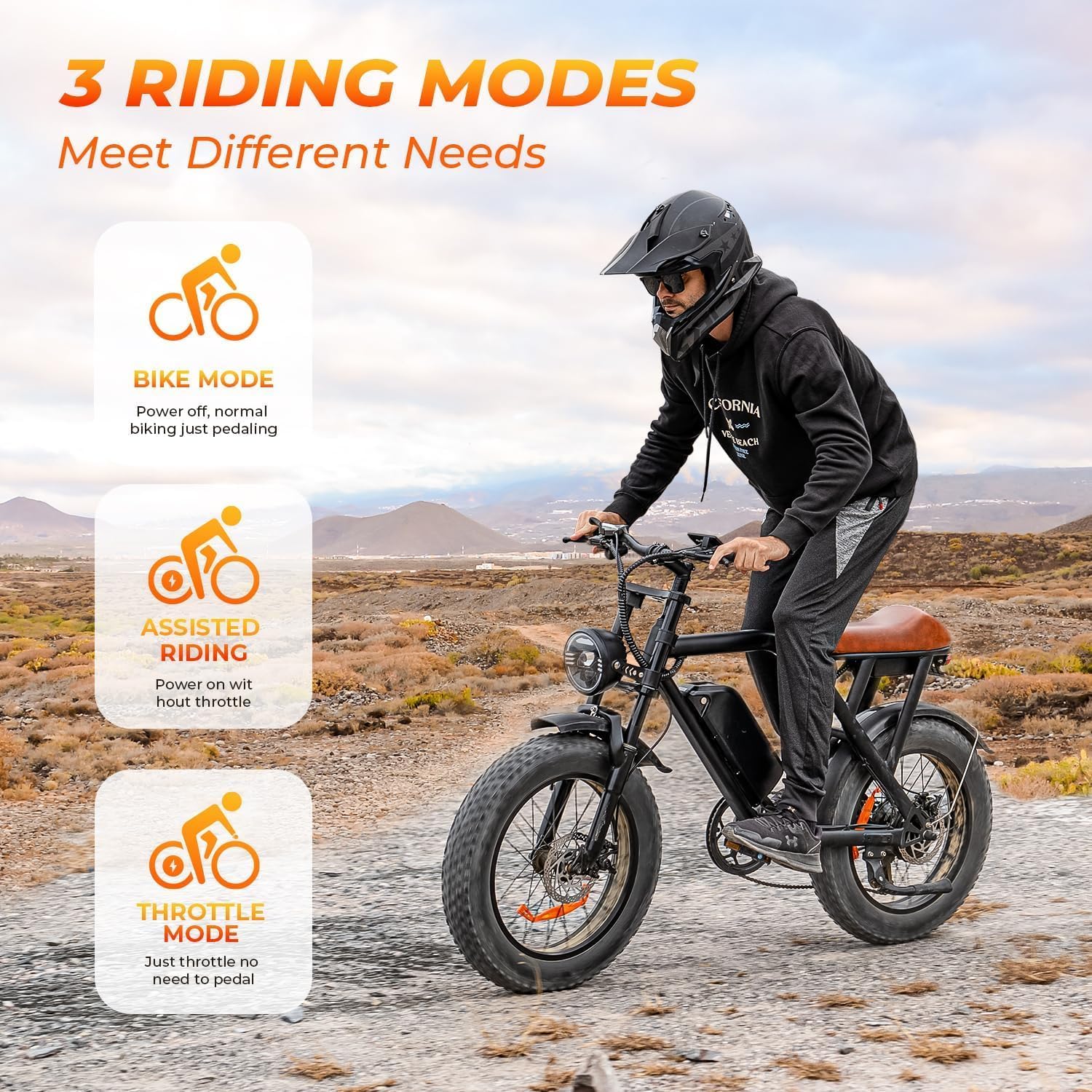VoltCycle Electric Bike for Adults, Peak 1500W Ebike, 33MPH 60Miles Electric Mountain Bike, 20' Fat Tire Adult Electric Bicycle with 48V 15.6AH Battery, Dual Disc Brake, 7 Speed, Full Suspension