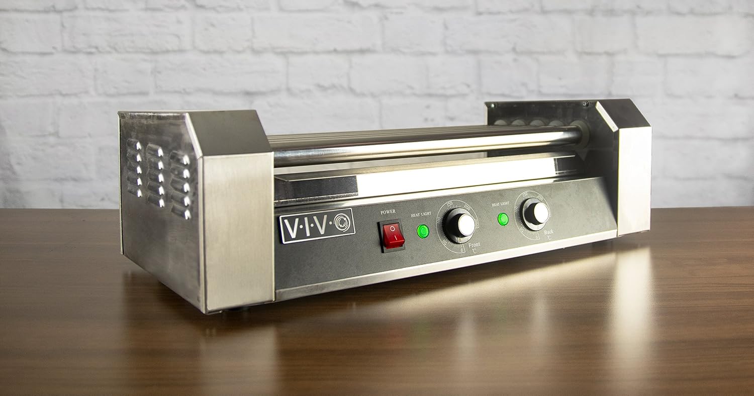 VIVO Electric 12 Hot Dog 5 Roller Grill Cooker Warmer, Stainless Steel, Commercial and Household 700W Machine, HOTDG-V005