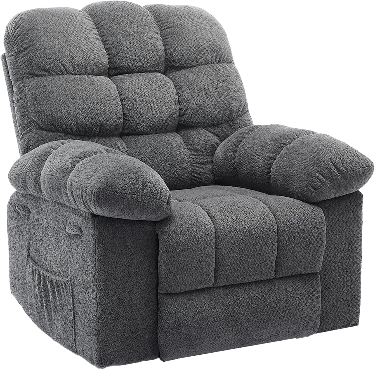Garvee Manual Recliner Chair,Ergonomic Overstuffed Breathable Fabric Reclining Chair with Side Pockets,q235 Steel Frame Lazy Boy Recliner Single Sofa for Living Room Bedroom