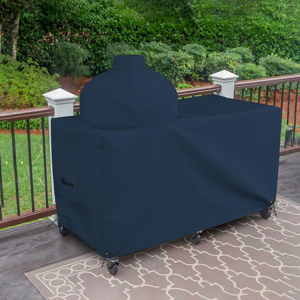Covers & all Big Egg Grill Cover, 12 Oz Waterproof UV & Weather Resistant, PVC Coated Outdoor Cover with Air Vents & Drawstrings (60' L x 36' D x 50' H, Blue)