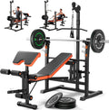 9-in-1 Adjustable Olympic Weight Bench with Lat Pulldown, Row, Squat Rack & Leg Curl – Multi-Function Strength Training Bench Press for Home Gym Full Body Workout